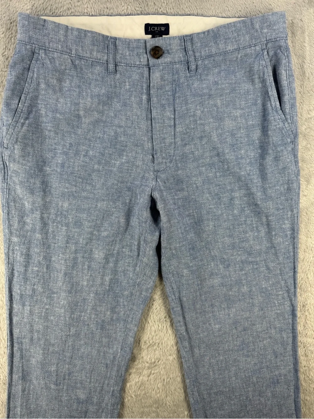 J.Crew Men’s 30x30 Straight Linen Cotton Blue Chambray Pants